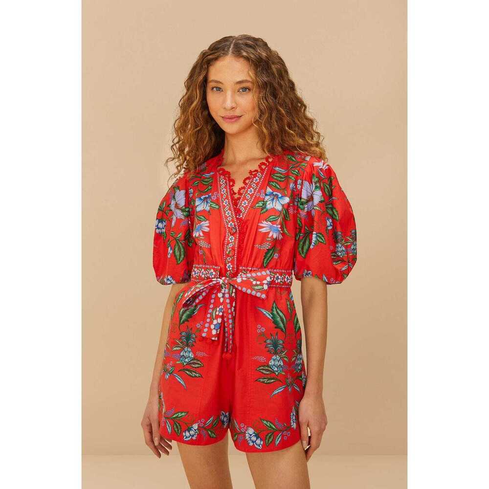 Red Sweet Bloom Bouquet Organic Cotton Romper